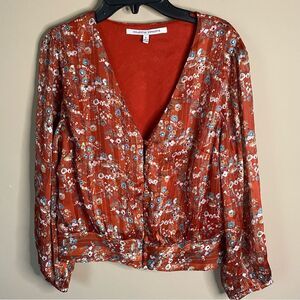 Collective Concepts Women's Rust Floral Blouse